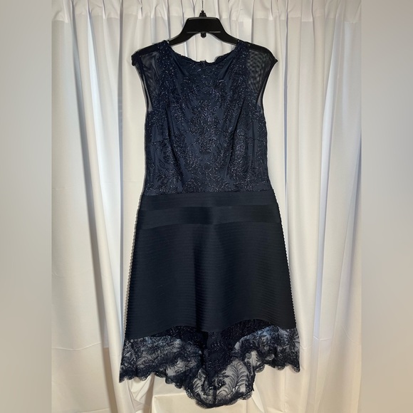 TADASHI SHOJI Navy Blue Trixie High-Low Dress Sz 14 - Picture 1 of 6